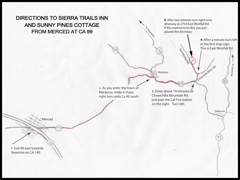 Directions to Sierra Trails Inn from Merced